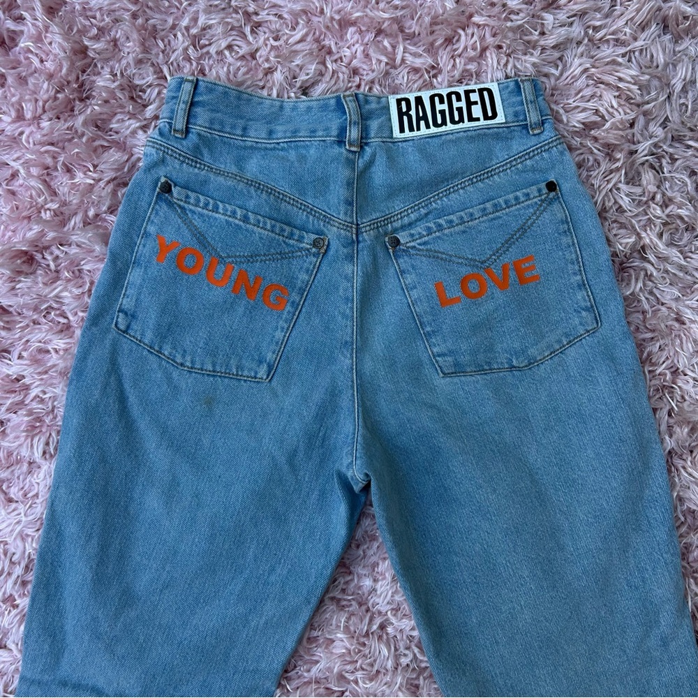 the ragged priest “young love” light wash denim jeans, fits 25” waist, tagged 28